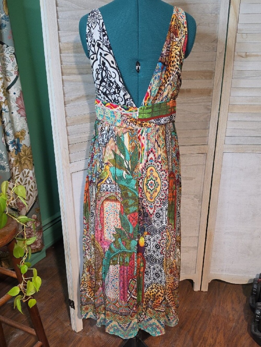 FARM Rio Gayatri Maxi Dress Multicolor Festival Tropical Patchwork Size M - Picture 7 of 8